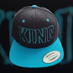 KING Black and Teal Snapback Hat Unisex Fit
